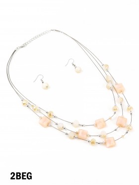 Fashion Mixed Beads Necklace and Earrings Set