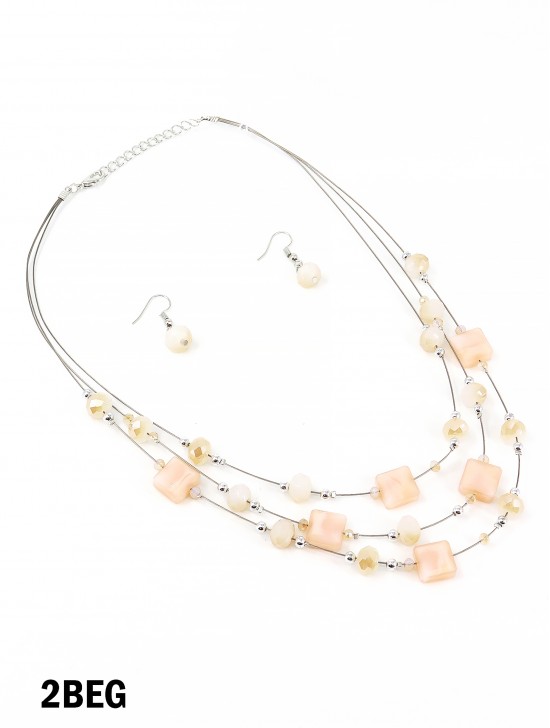 Fashion Mixed Beads Necklace and Earrings Set Fashion Mixed Beads Necklace and Earrings Set