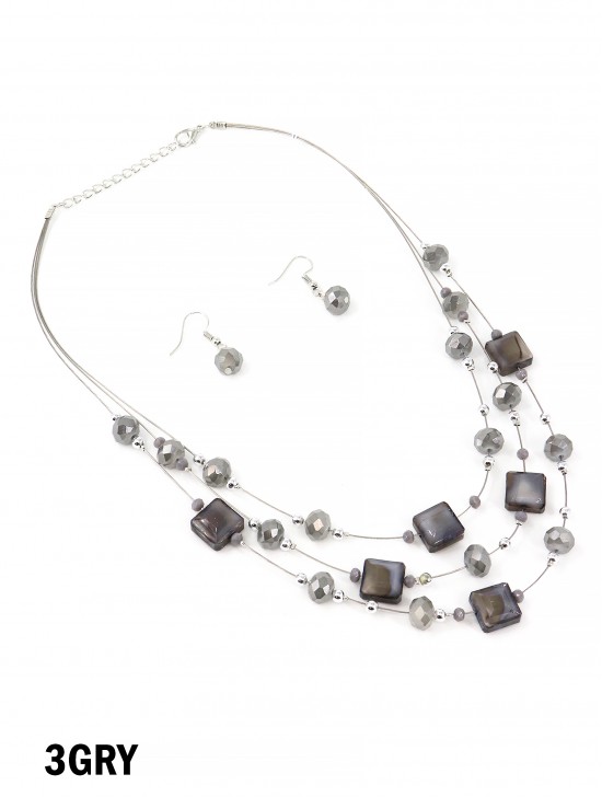 Fashion Mixed Beads Necklace and Earrings Set