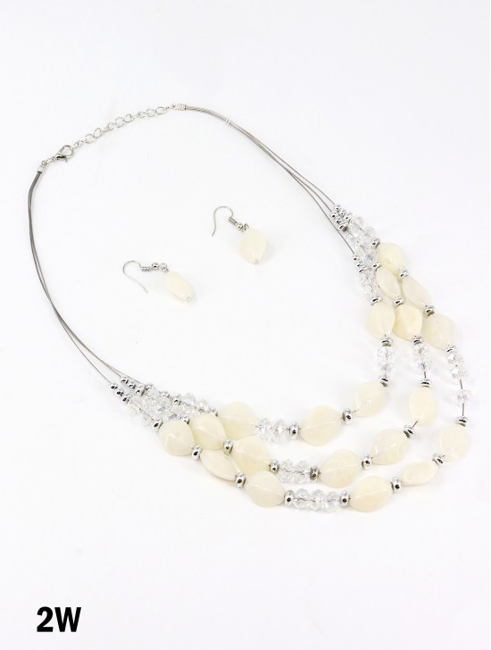 Fashion Diamond Beads Necklace and Earrings Set
