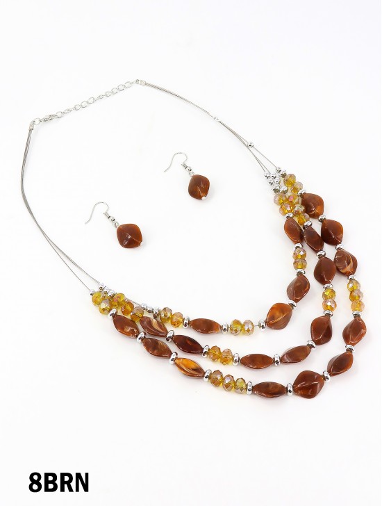 Fashion Diamond Beads Necklace and Earrings Set