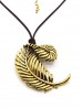 Ropes Necklace W/ Curvy Leaf Pendant