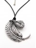 Ropes Necklace W/ Curvy Leaf Pendant