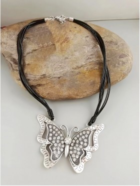 Rope Necklace W/ Butterfly Pendant