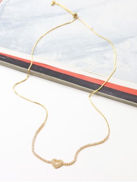 Heart Pendant Rhinestone Necklace 