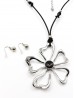 Hollow Flower Pendant Necklace & Sphere Earrings Set