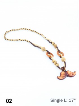 Wood Beads Necklace W/ Fashion Pendant