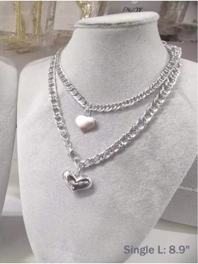 Heart Pendant Link Necklace 