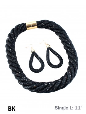 SPARKLE TUBE TWIST NECKLACE AND EARRING SET