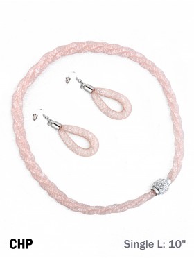 SPARKLE TWIST TUBE NECKLACE & EARRING SET