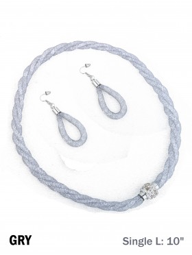 SPARKLE TWIST TUBE NECKLACE & EARRING SET