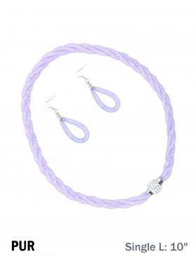 SPARKLE TWIST TUBE NECKLACE & EARRING SET