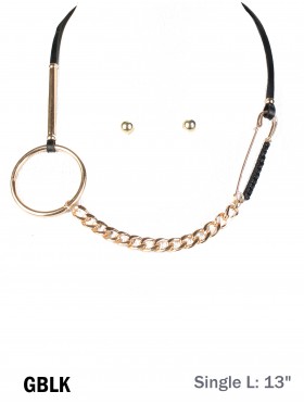 Multi-Function Circle & Brooch Clip Necklace & Earring Set