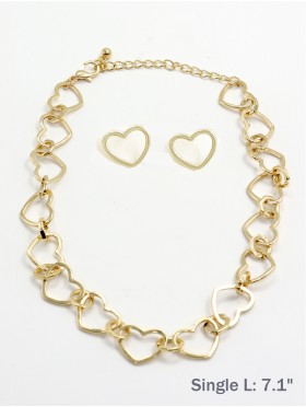 Heart Link Necklace & Earring Set (NC1236 + ER1236) Heart Link Necklace & Earring Set (NC1236 + ER1236)