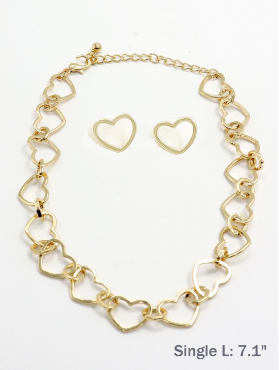 Heart Link Necklace & Earring Set (NC1236 + ER1236)