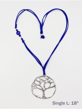 Rope Necklace W/ Silver Tree Pendant Rope Necklace W/ Silver Tree Pendant