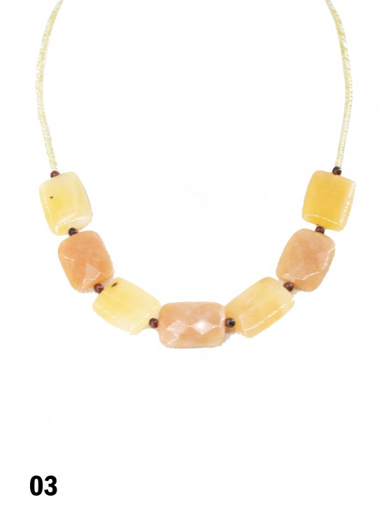 Yellow Stone Strand Beaded Necklace