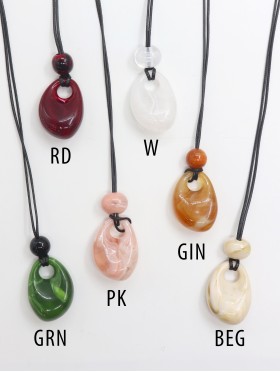 Rope Necklace W/ Precious Stone Pendent 