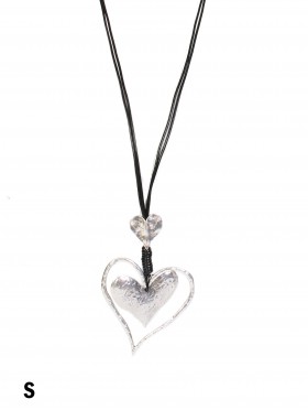 Rope Necklace W/ Double Heart & Knots Pendant