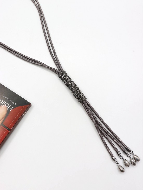 Rhinestone Tassels Rope Necklace