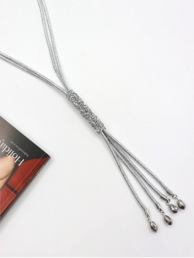 Rhinestone Tassels Rope Necklace