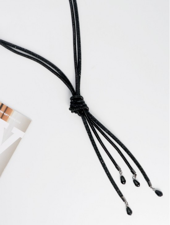 Rhinestone Tassels Sparkle Tube Necklace