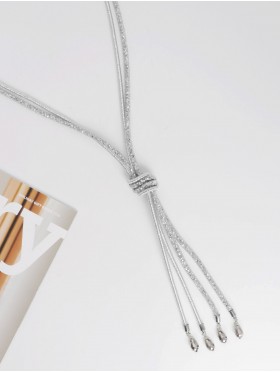 Rhinestone Tassels Sparkle Tube Necklace