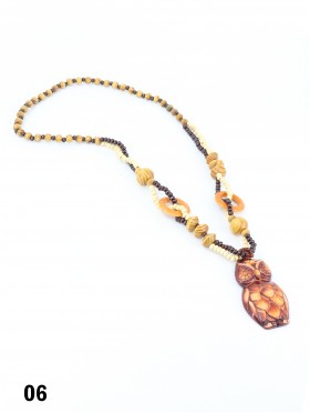 Wood Beads Necklace W/ Fashion Pendant