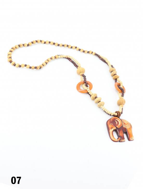 Wood Beads Necklace W/ Fashion Pendant