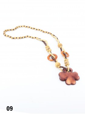 Wood Beads Necklace W/ Fashion Pendant