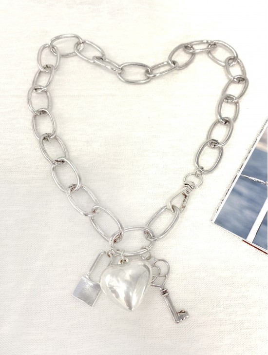 Heart Lock and Key Necklace