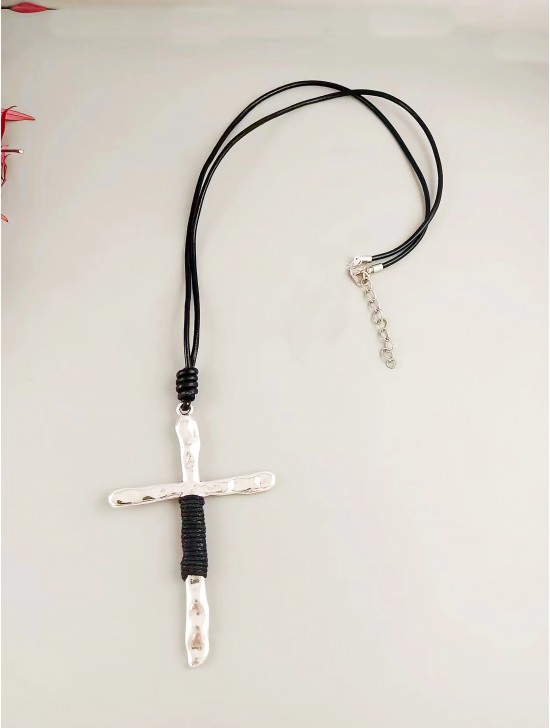 Rope Necklace W/ Cross Pendant