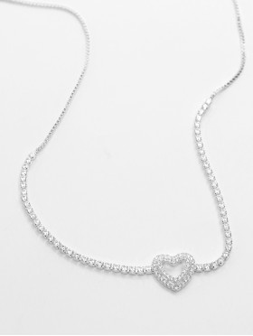 Heart Pendant Rhinestone Necklace 