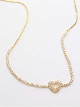 Heart Pendant Rhinestone Necklace 