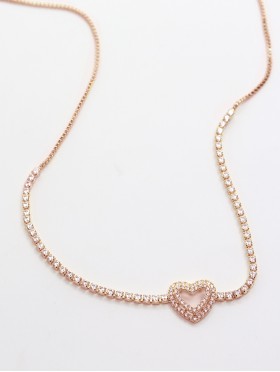 Heart Pendant Rhinestone Necklace 