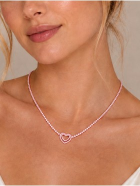 Heart Pendant Rhinestone Necklace 