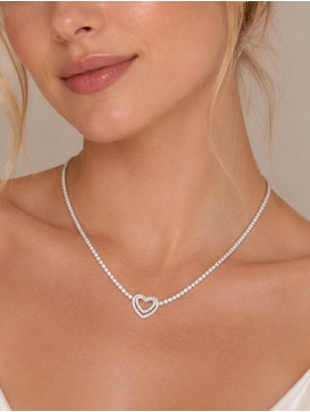 Heart Pendant Rhinestone Necklace 