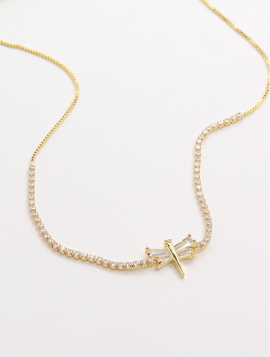 Dragonfly Pendant Rhinestone Necklace 