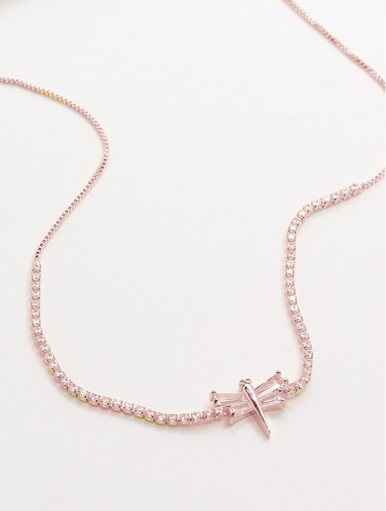 Dragonfly Pendant Rhinestone Necklace 