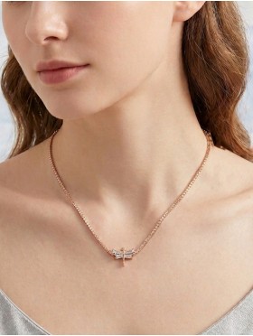 Dragonfly Pendant Rhinestone Necklace 