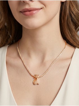 Cat Pendant Rhinestone Necklace 