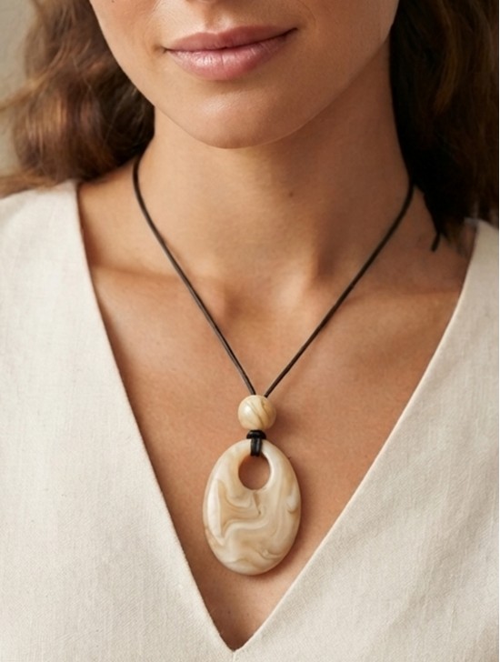 Rope Necklace W/ Precious Stone Pendent Rope Necklace W/ Precious Stone Pendent