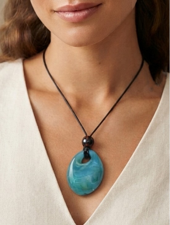 Rope Necklace W/ Precious Stone Pendent Rope Necklace W/ Precious Stone Pendent
