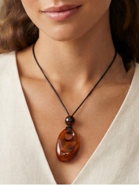 Rope Necklace W/ Precious Stone Pendent 