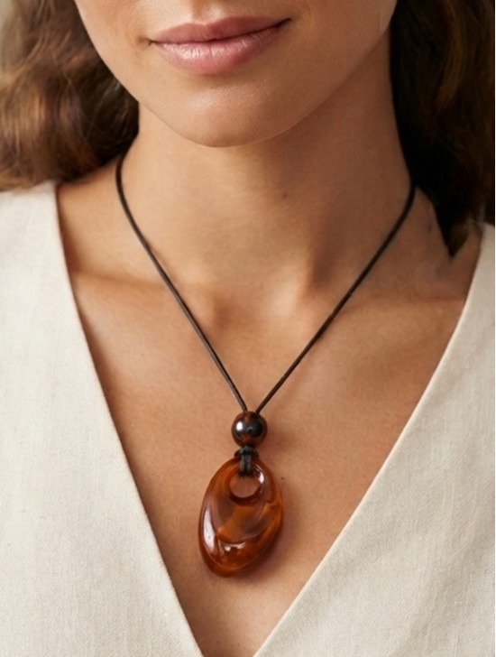 Rope Necklace W/ Precious Stone Pendent Rope Necklace W/ Precious Stone Pendent