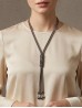 Rhinestone Tassels Rope Necklace