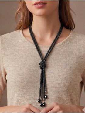 Rhinestone Tassels Sparkle Tube Necklace