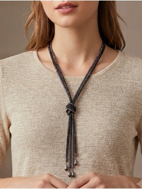Rhinestone Tassels Sparkle Tube Necklace