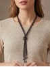 Rhinestone Tassels Sparkle Tube Necklace