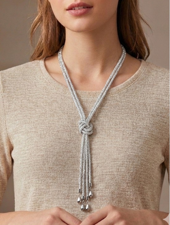 Rhinestone Tassels Sparkle Tube Necklace
